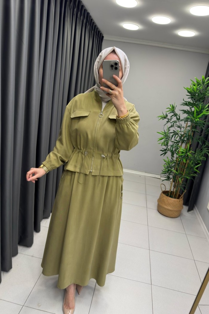 Lina Tensel Etekli Takım Yağ Yeşili