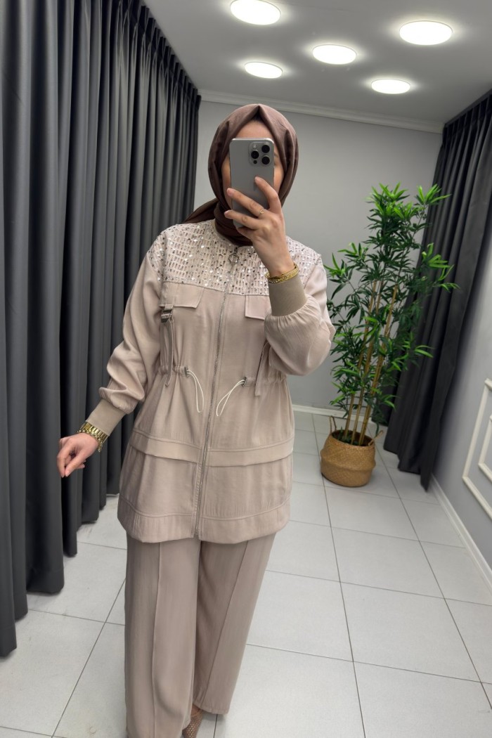 Stella Payet Detaylı Takım Bej