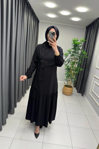 Vera Tensel Kumaş Elbise  Siyah