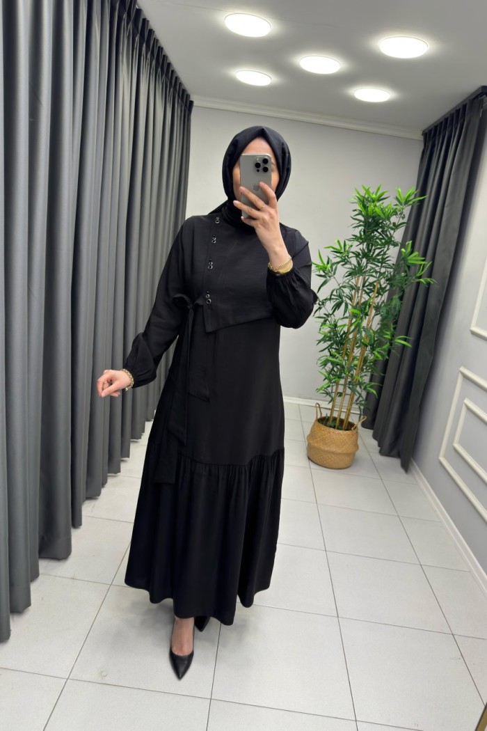 Vera Tensel Kumaş Elbise  Siyah