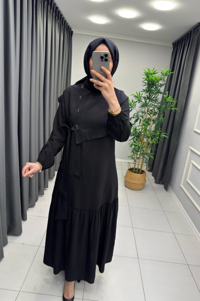 Vera Tensel Kumaş Elbise  Siyah