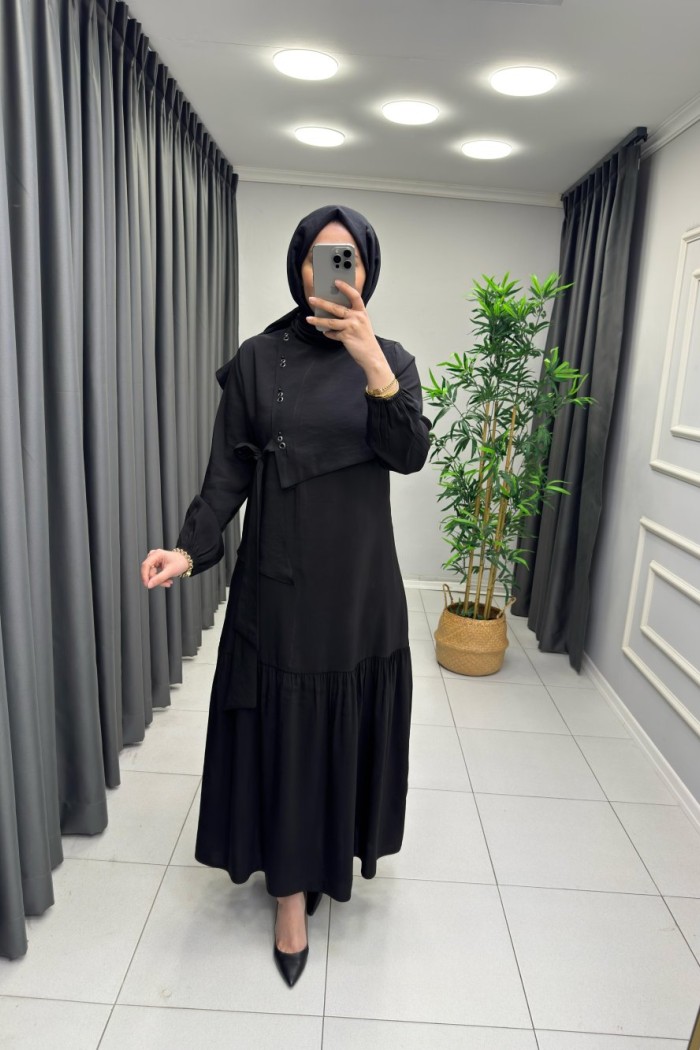 Vera Tensel Kumaş Elbise  Siyah