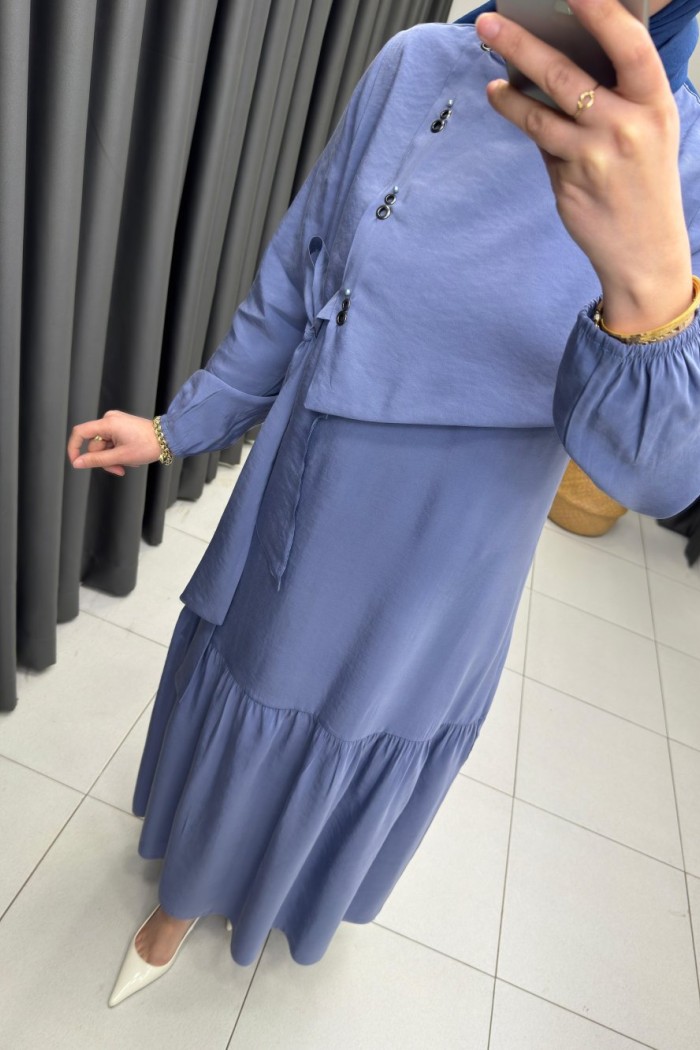 Vera Tensel Kumaş Elbise  Mavi