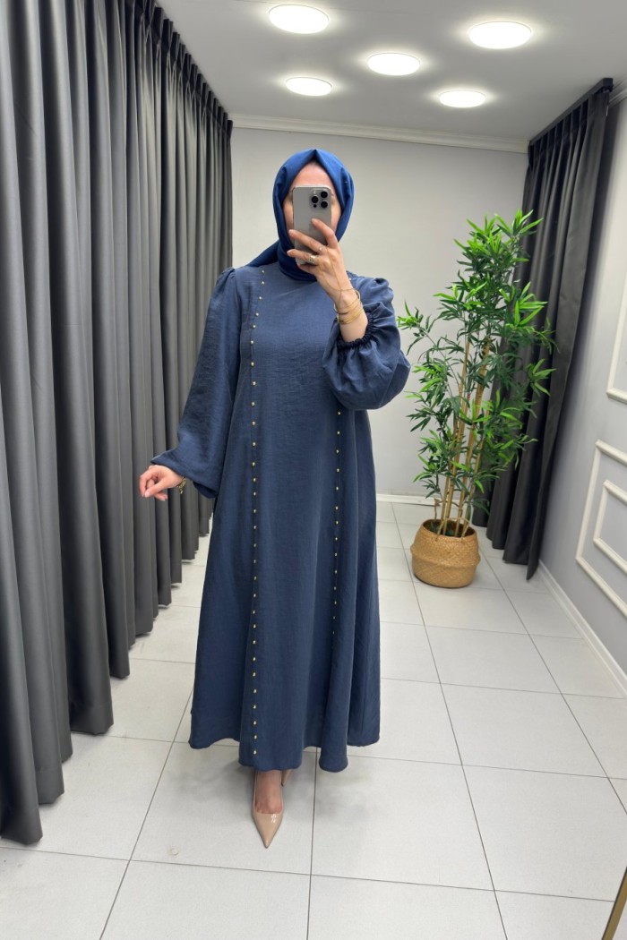 Sahra Modal Qupra Elbise Lacivert