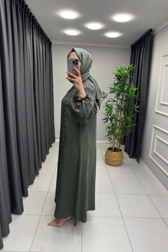Sahra Modal Qupra Elbise Haki