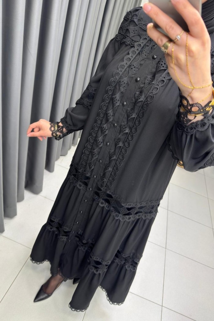 Roza  Elbise  Siyah
