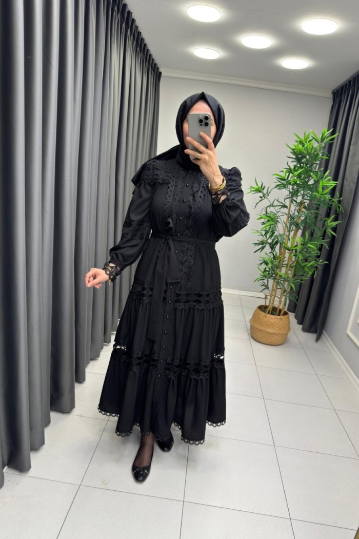 Roza  Elbise  Siyah