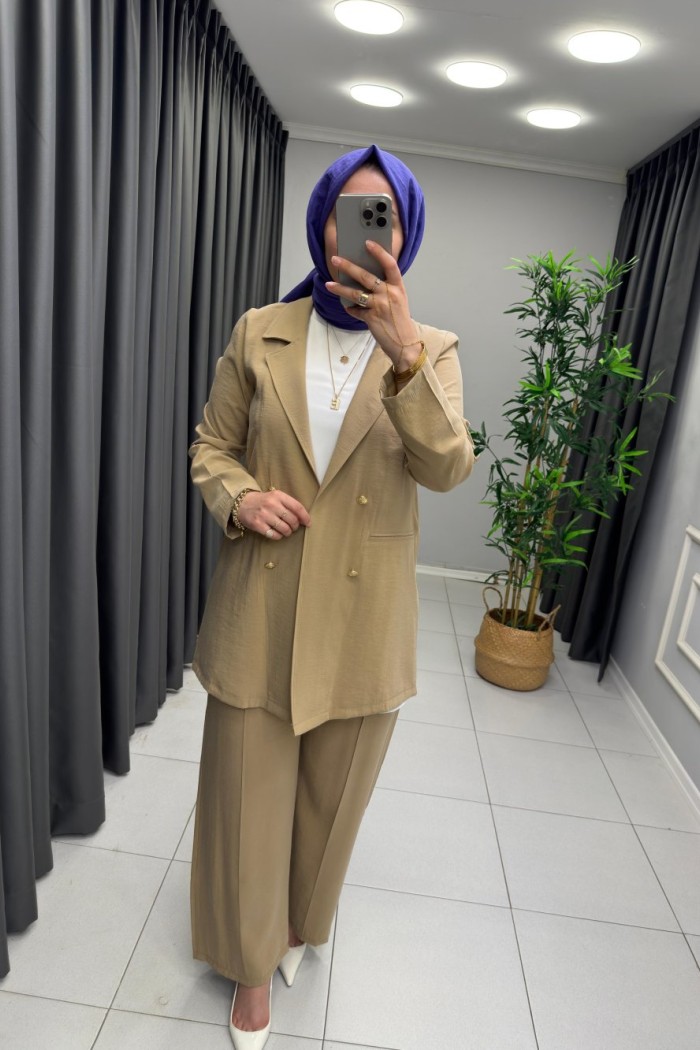 Noshe Qupra Ceketli Takım  Olive 