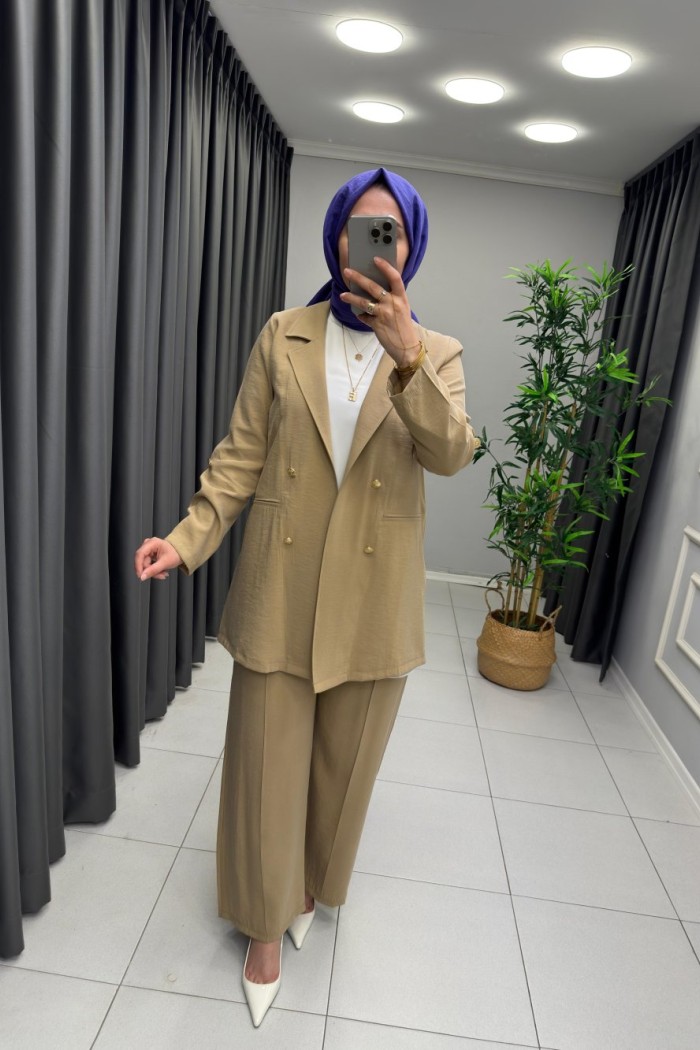 Noshe Qupra Ceketli Takım  Olive 