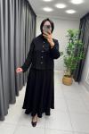 Rüya Keten Etekli Takım Siyah