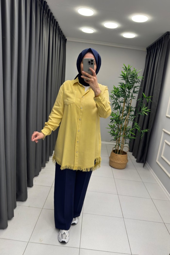 Bella Püskül Detay Gömlek  Sarı