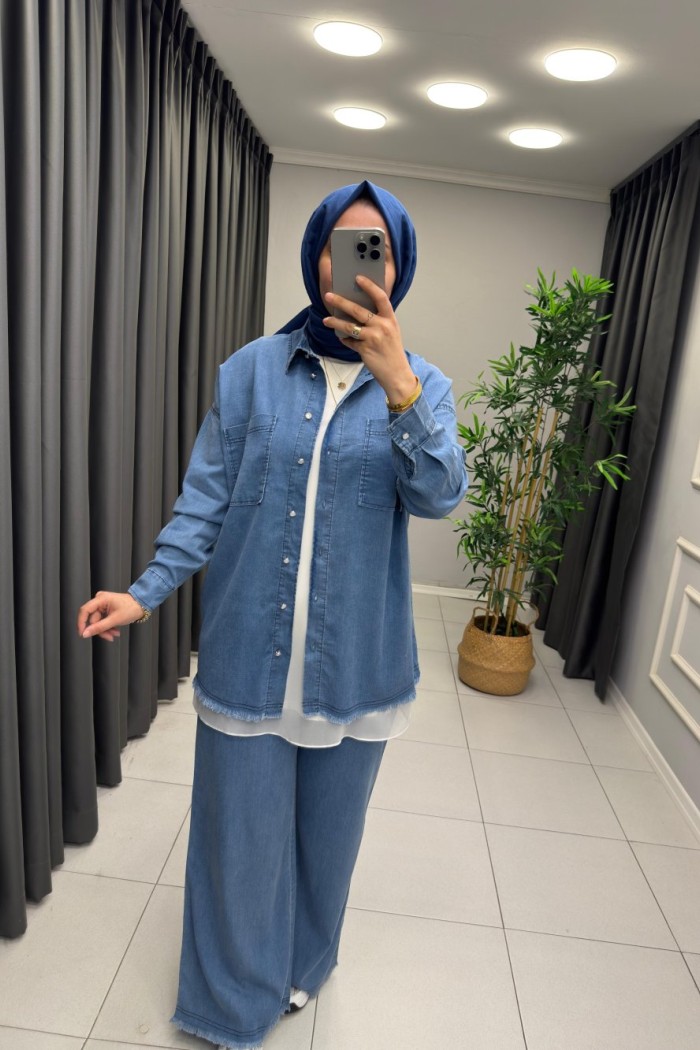 Perla Kapüşonsuz Tensel Takım  Mavi