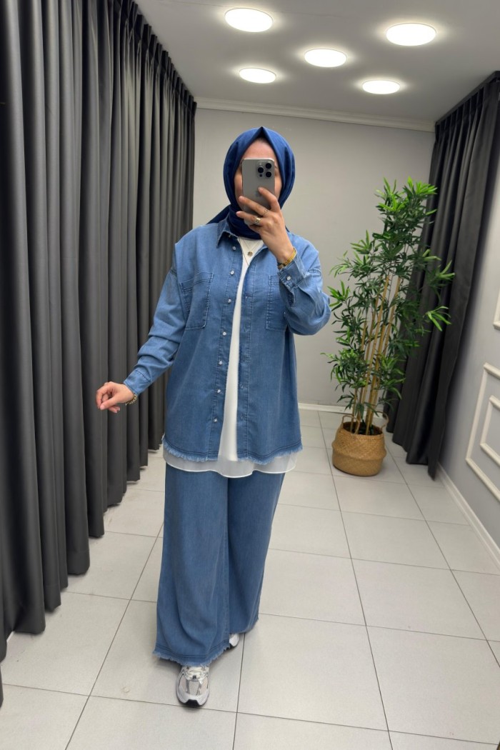 Perla Kapüşonsuz Tensel Takım  Mavi