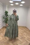 ETNİK DESEN ELBİSE Yeşil