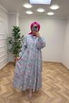 ETNİK DESEN ELBİSE Fuşya