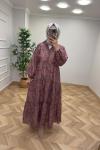 ETNİK DESEN ELBİSE Mürdüm