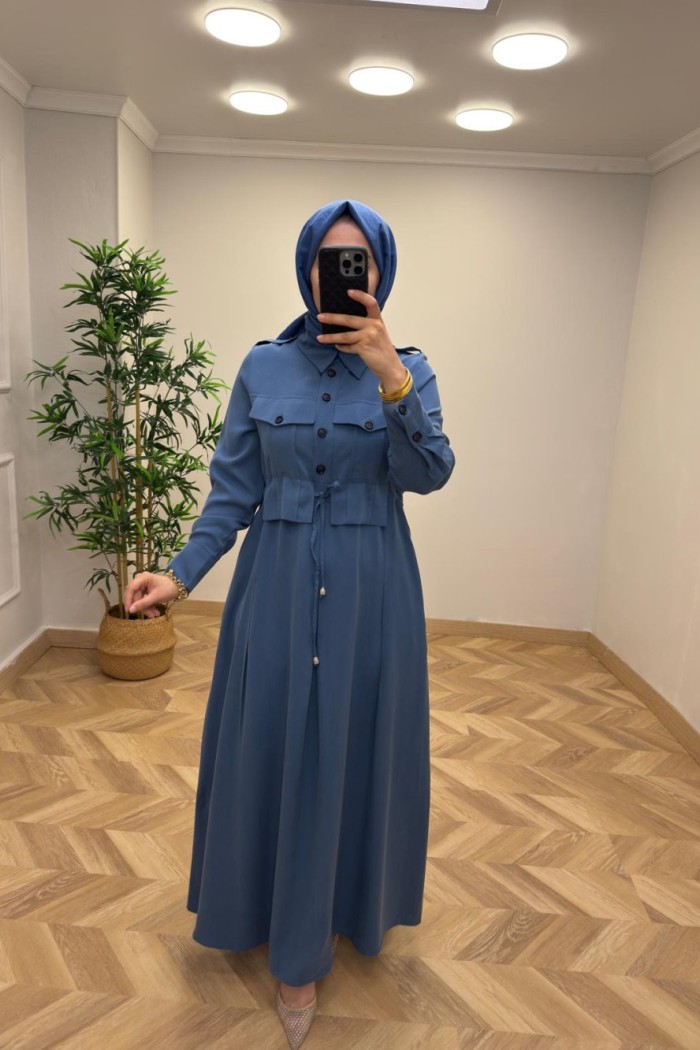 Ahsen Tensel Elbise  İndigo Mavi