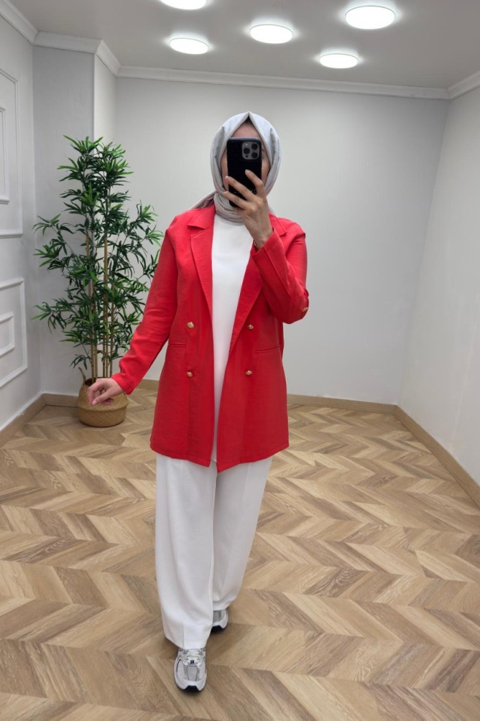 Qupra Blazer Ceket  Nar Çiçeği