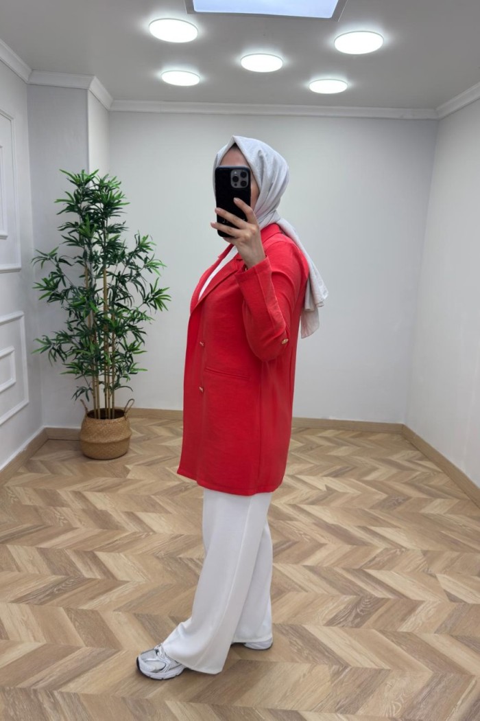 Qupra Blazer Ceket  Nar Çiçeği