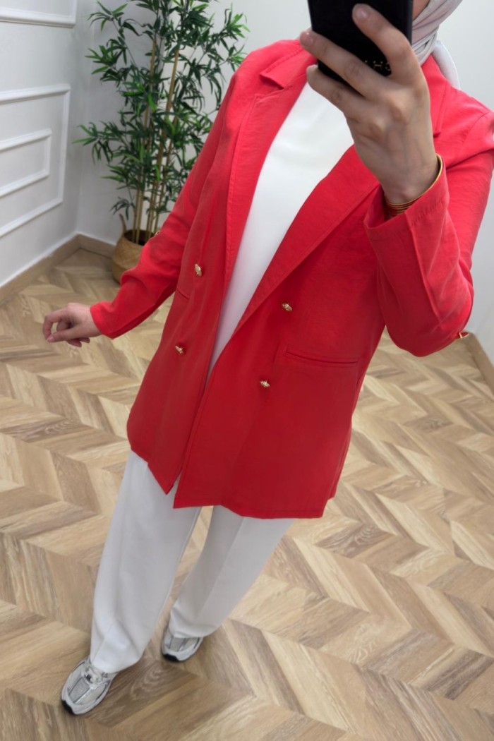 Qupra Blazer Ceket  Nar Çiçeği