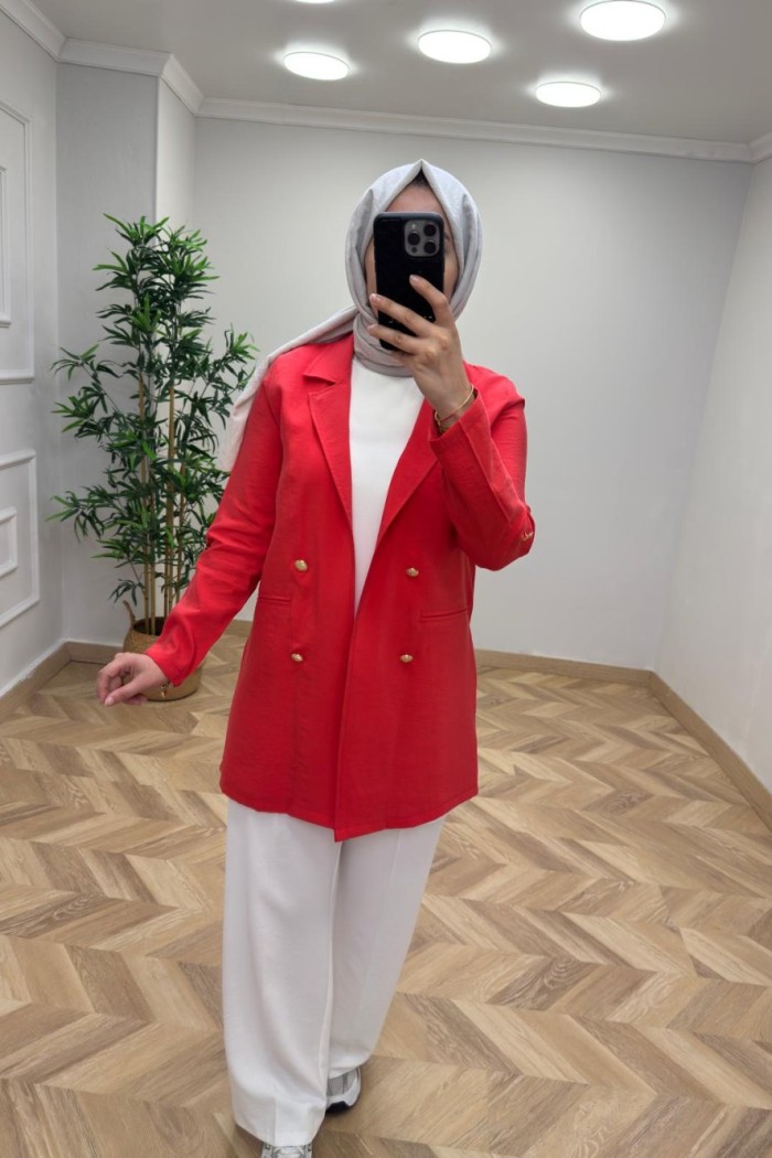 Qupra Blazer Ceket  Nar Çiçeği