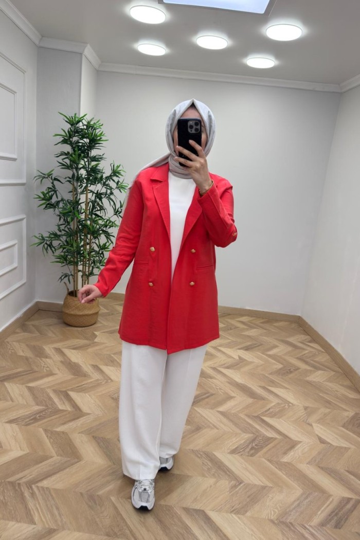 Qupra Blazer Ceket  Nar Çiçeği