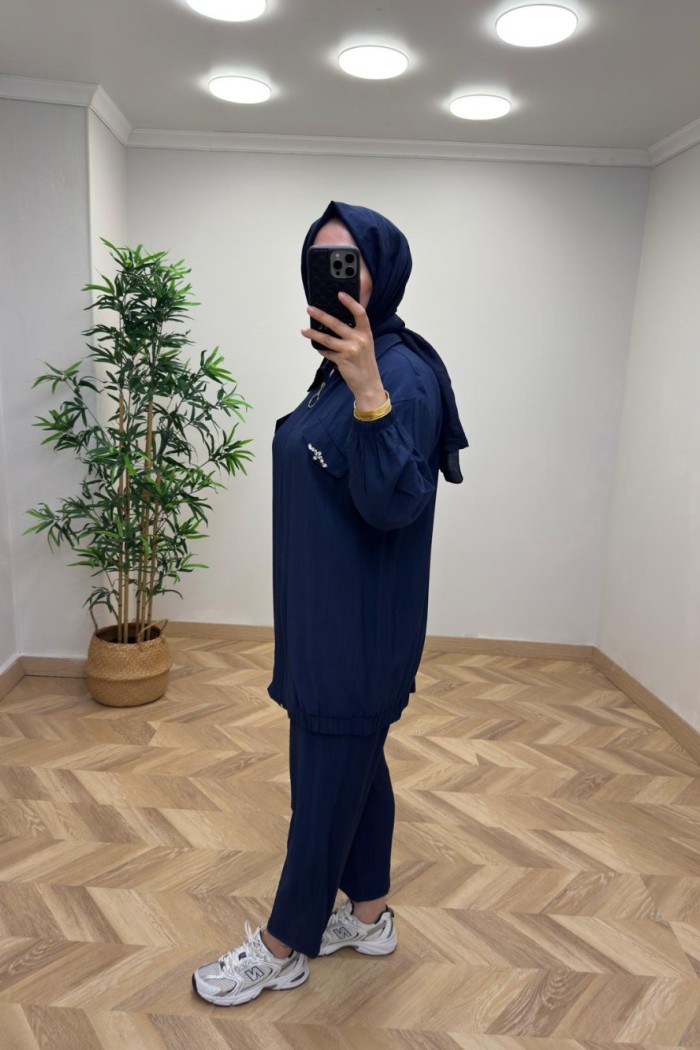 Bella Çilek Keten Takım  Lacivert