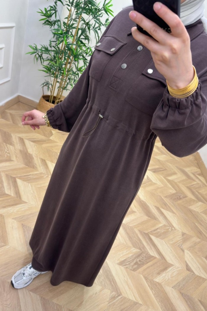 Sahra Pike Elbise  Kahverengi