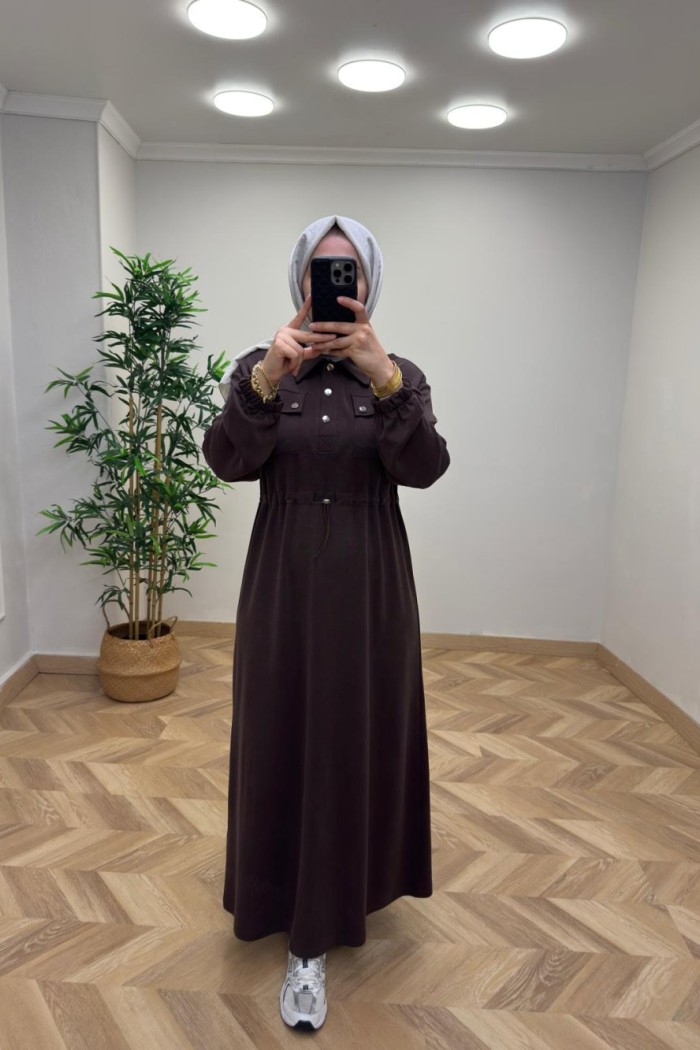 Sahra Pike Elbise  Kahverengi