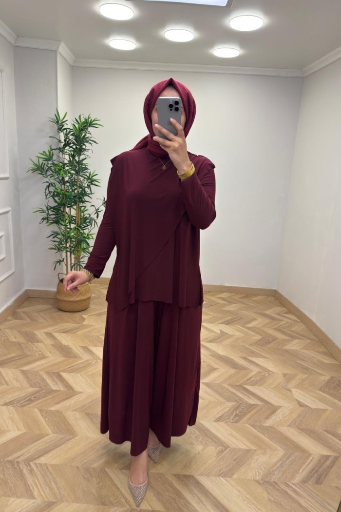 Asimetrik Sandy  Takım  Bordo