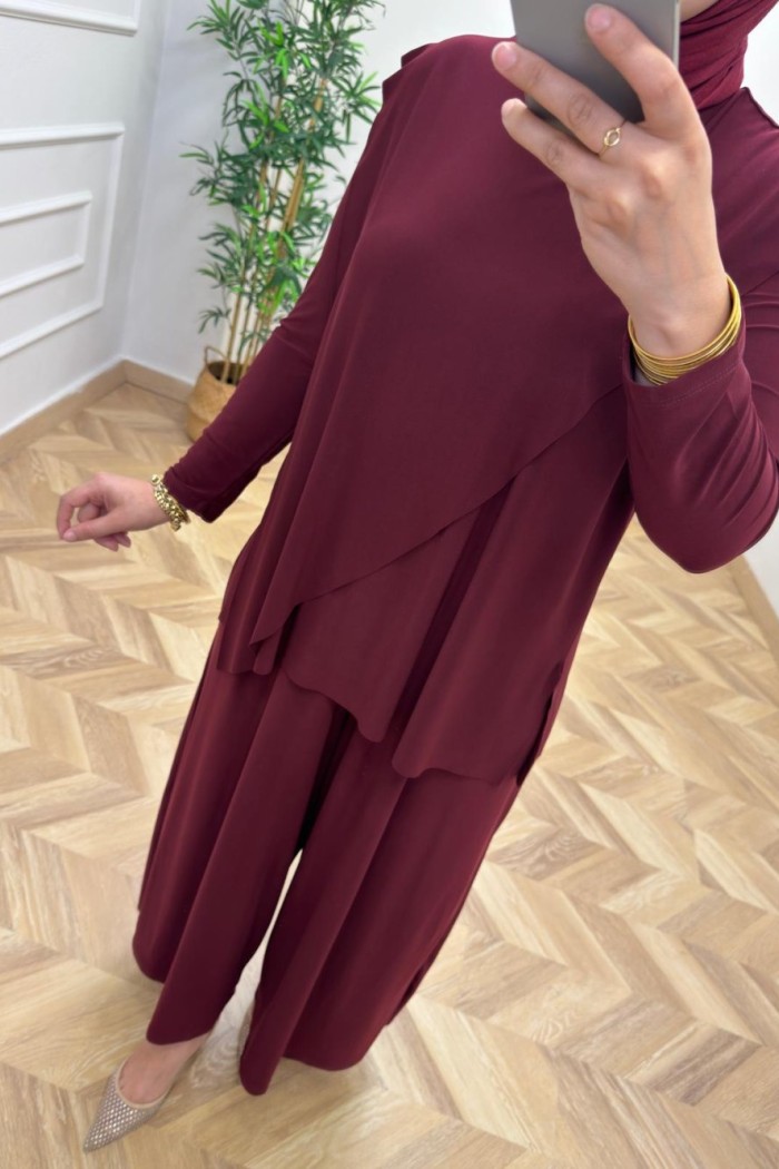 Asimetrik Sandy  Takım  Bordo