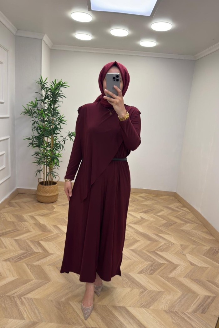 Asimetrik Sandy  Takım  Bordo