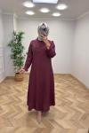 Gül Detay Elbise Bordo