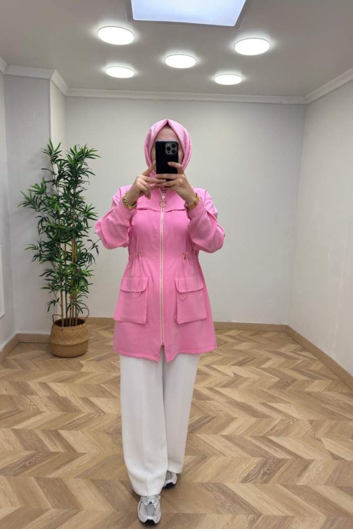 Kuş Detay Qupra Kap  Pembe
