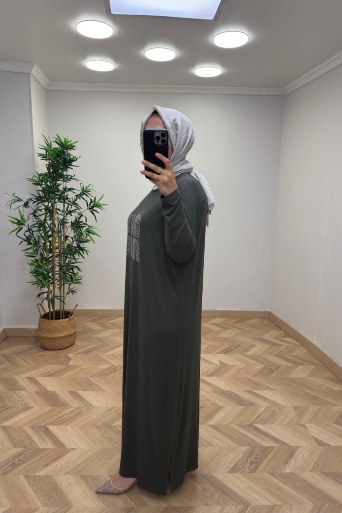 Fulya Penye Elbise Haki