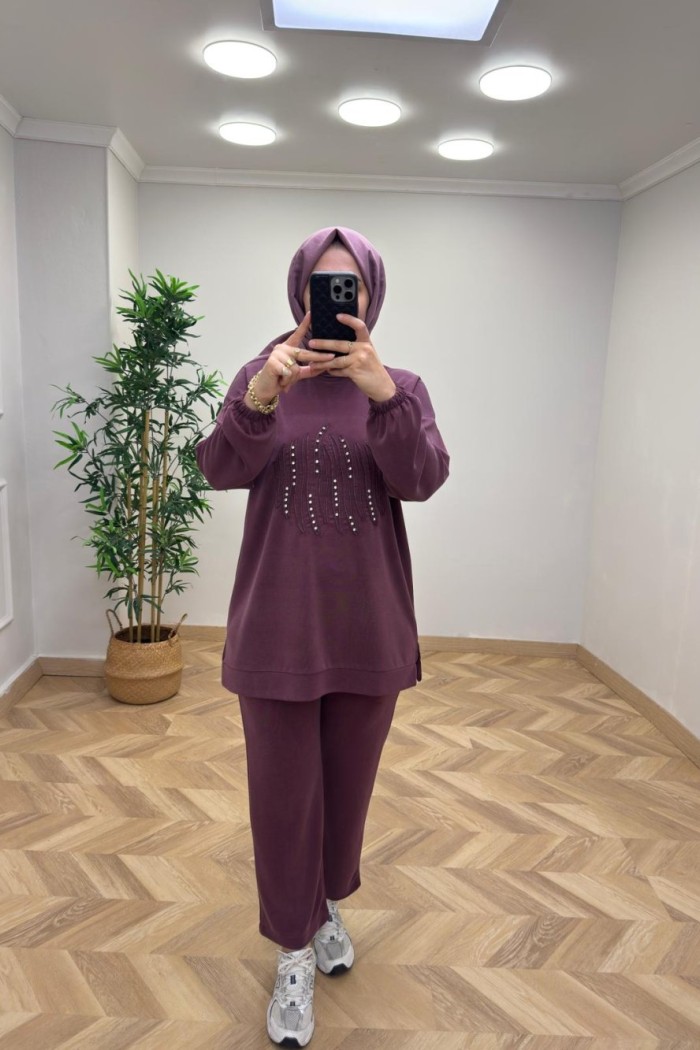 Nival Taşlı Takım Mürdüm