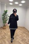 Puane Broş Detay Sweat  Siyah