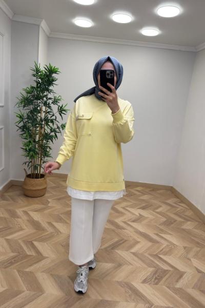 Puane Broş Detay Sweat  Sarı