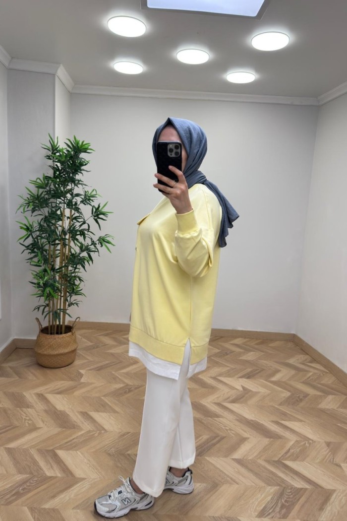 Puane Broş Detay Sweat  Sarı