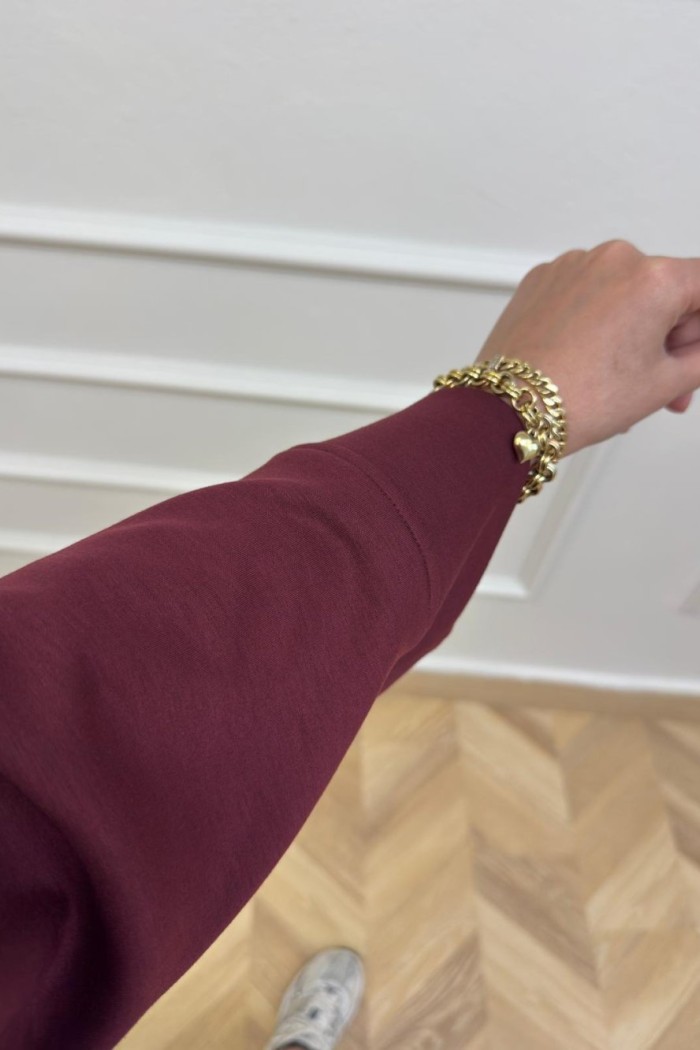 Puane Çıtçıt Detaylı Takım  Bordo