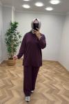 Sahra Taş Detaylı Takım Mürdüm