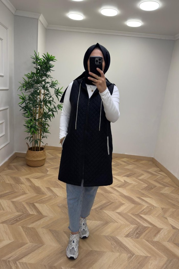 Arin Taş Detay Yelek Siyah