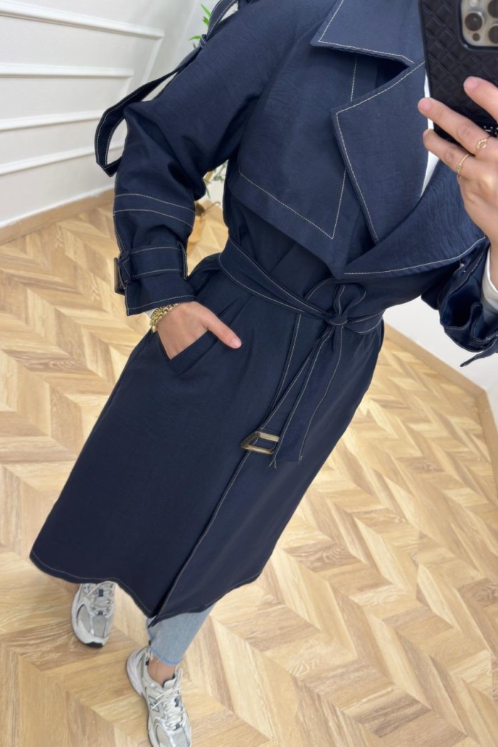 Noya Trençkot Lacivert