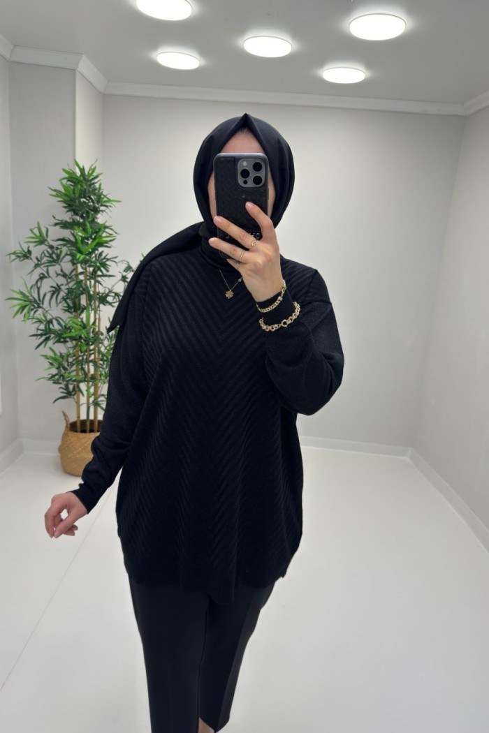 Simli Merserize Tunik Siyah
