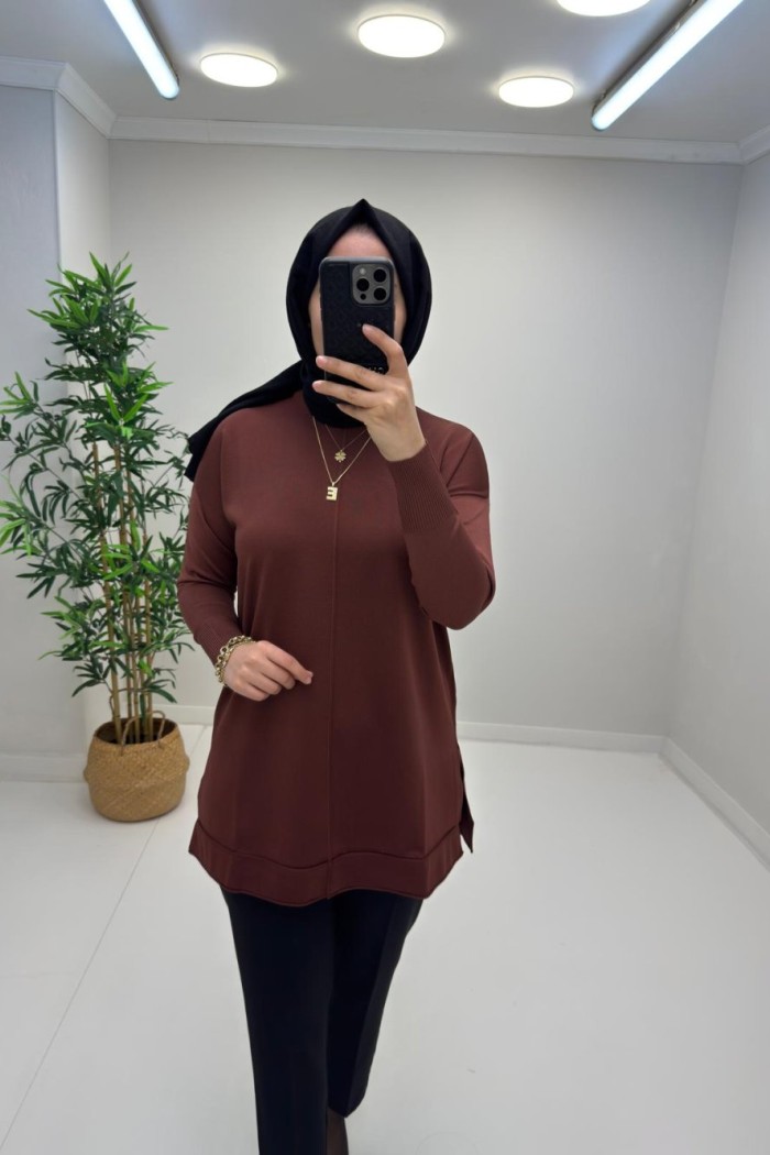 ERVA Merserize Tunik Kahverengi