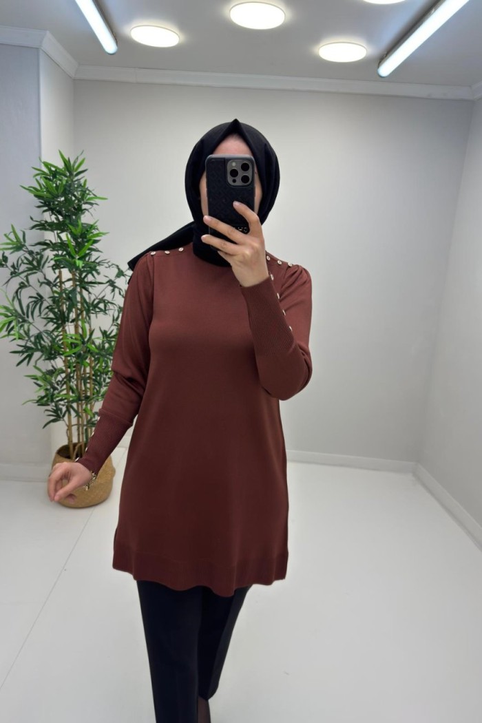 Neva Merserize Tunik Kahverengi