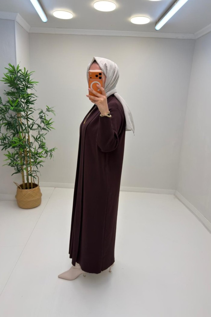 Bera İç Elbiseli Hırka Takım Acı Kahve