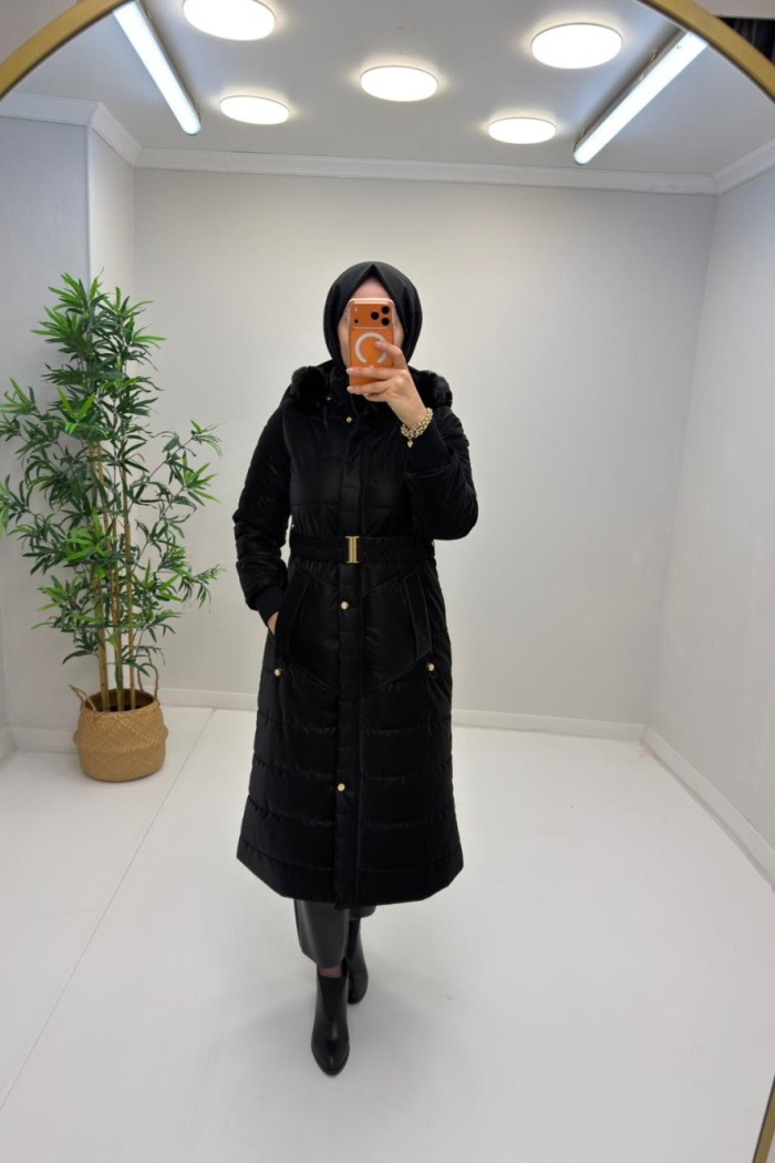 Belen Kürk Detaylı Mont Siyah
