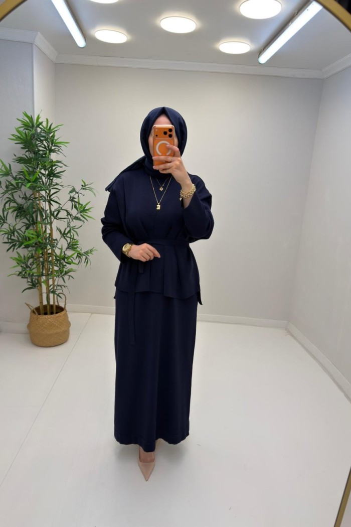 Liya İç Elbiseli Hırka Takım Lacivert