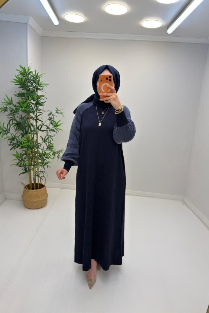 Sahra Cupra Elbise Lacivert